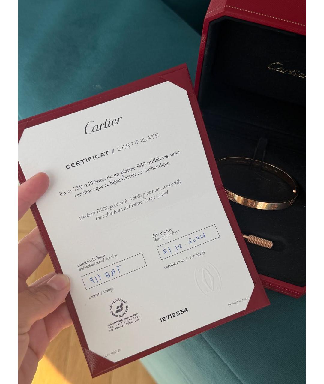 CARTIER Розовый браслет из розового золота, фото 4