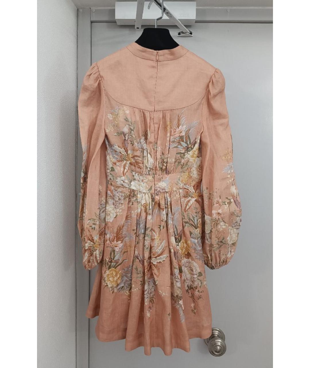 ZIMMERMANN Коралловое льняное повседневное платье, фото 2