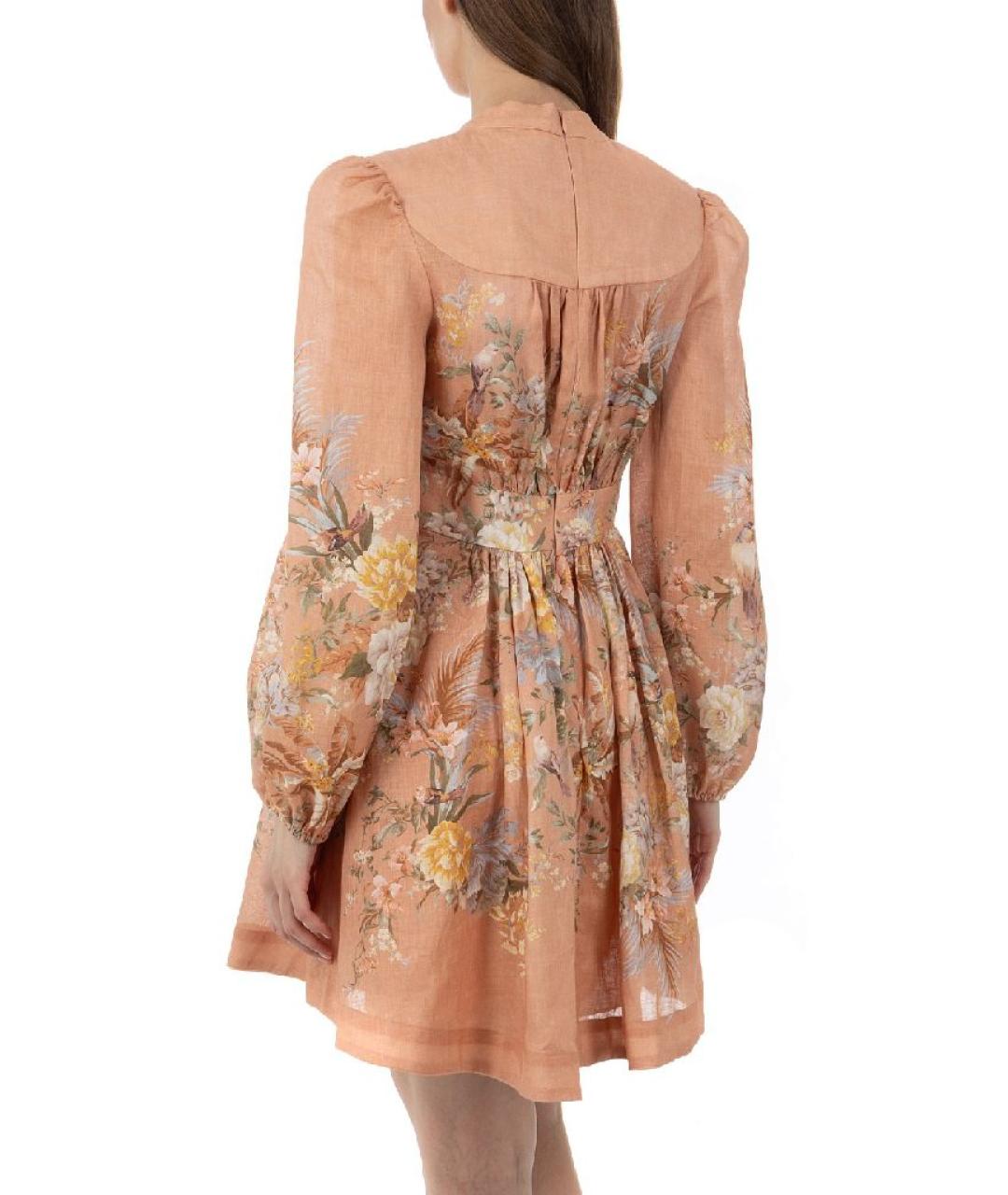 ZIMMERMANN Коралловое льняное повседневное платье, фото 6