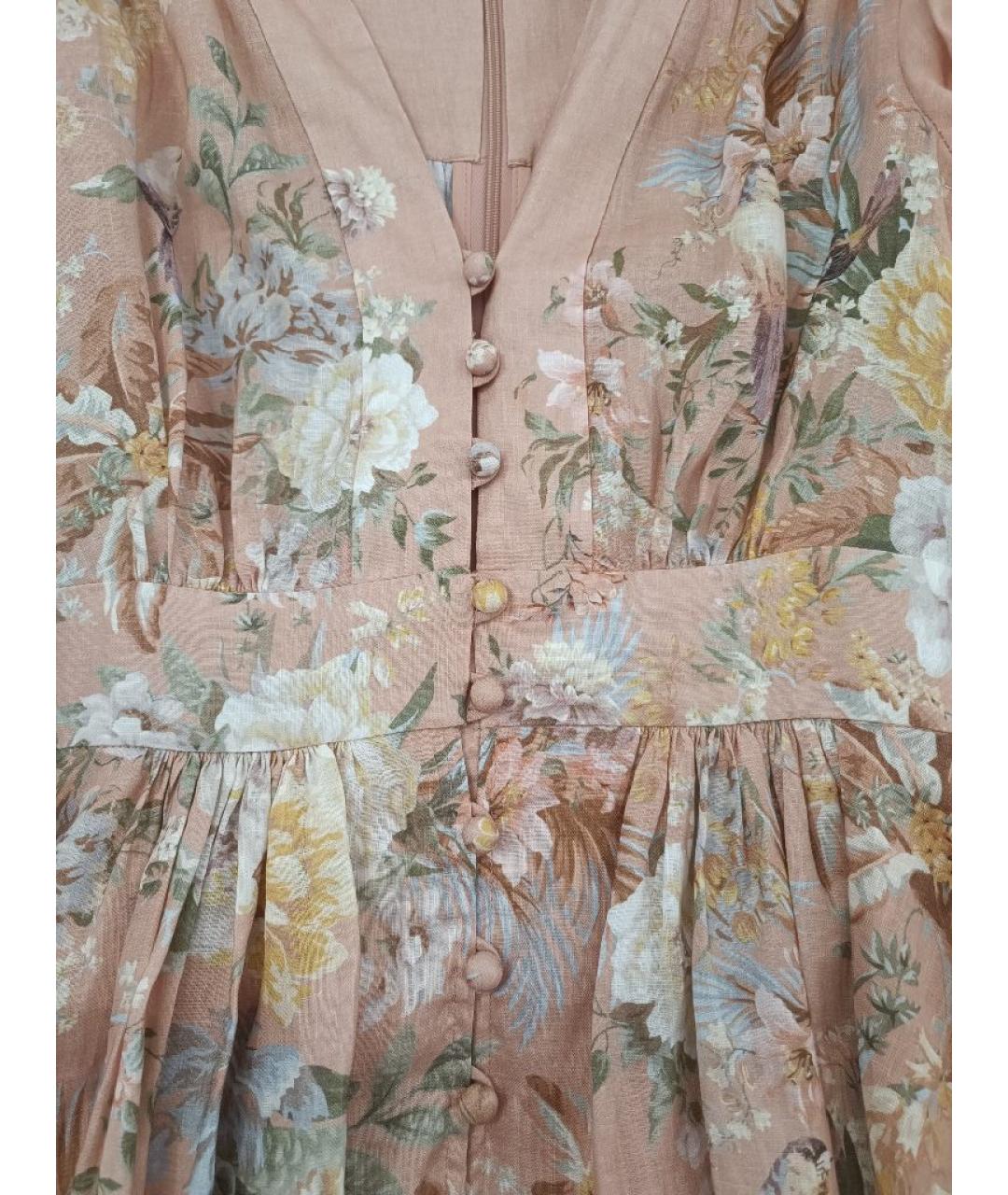 ZIMMERMANN Коралловое льняное повседневное платье, фото 4