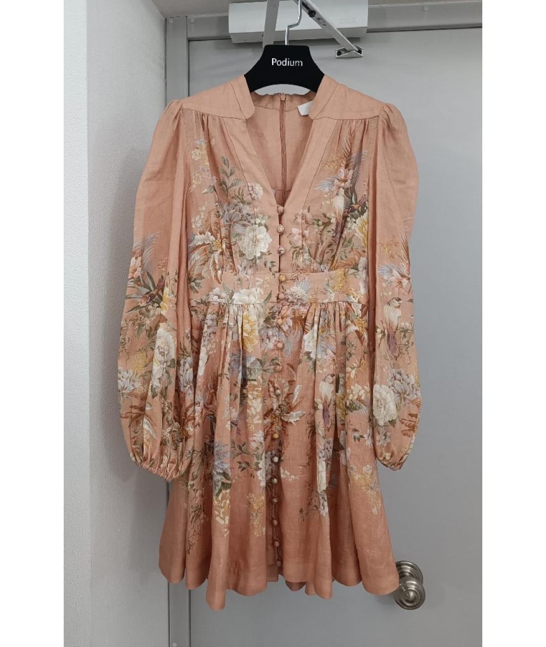 ZIMMERMANN Коралловое льняное повседневное платье, фото 10