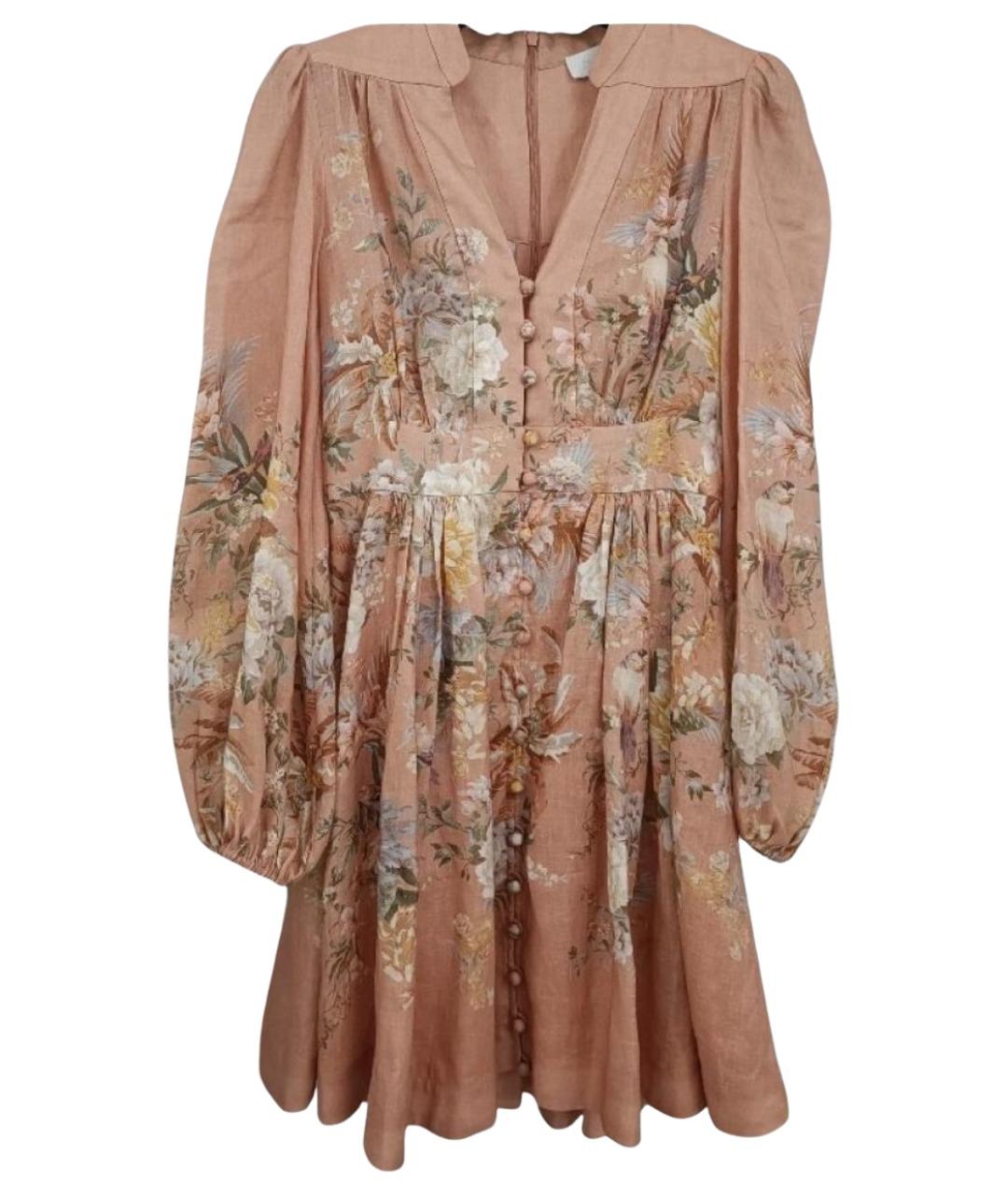 ZIMMERMANN Коралловое льняное повседневное платье, фото 1