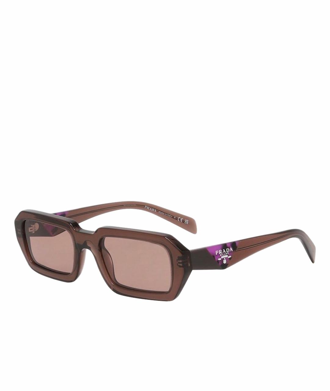PRADA Коричневые пластиковые солнцезащитные очки, фото 1