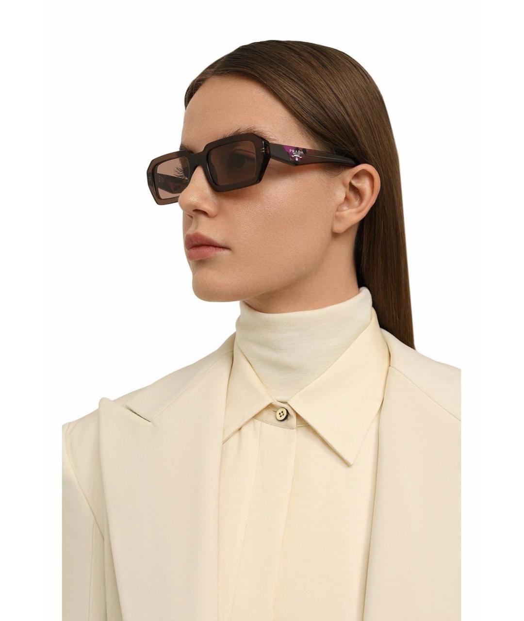 PRADA Коричневые пластиковые солнцезащитные очки, фото 6