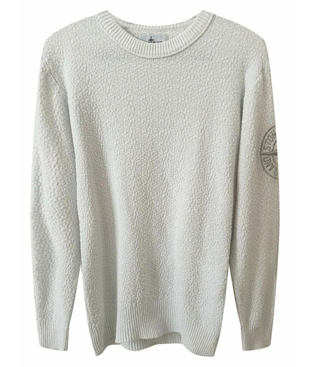 STONE ISLAND Белый хлопковый джемпер / свитер, фото 1