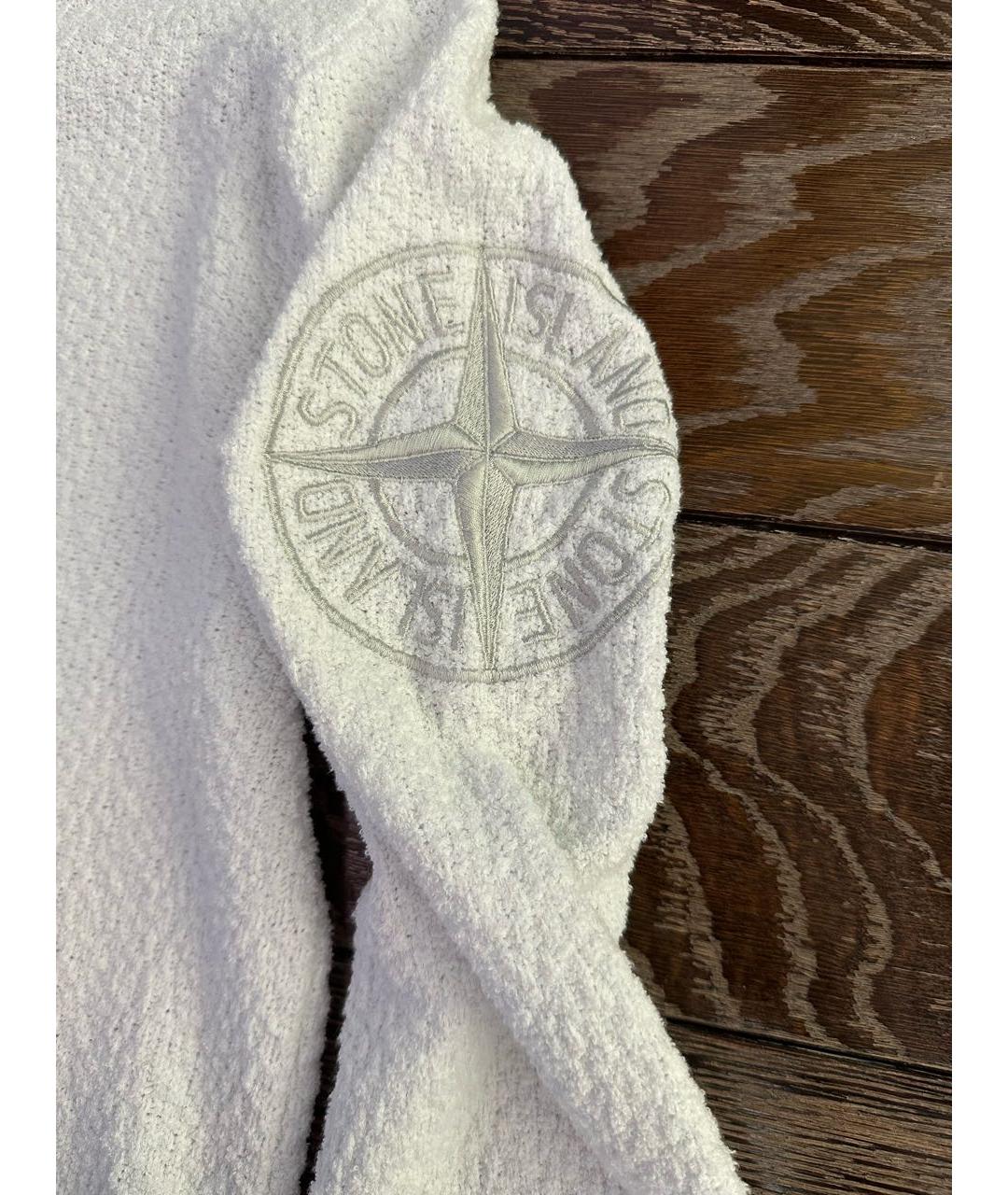 STONE ISLAND Белый хлопковый джемпер / свитер, фото 5