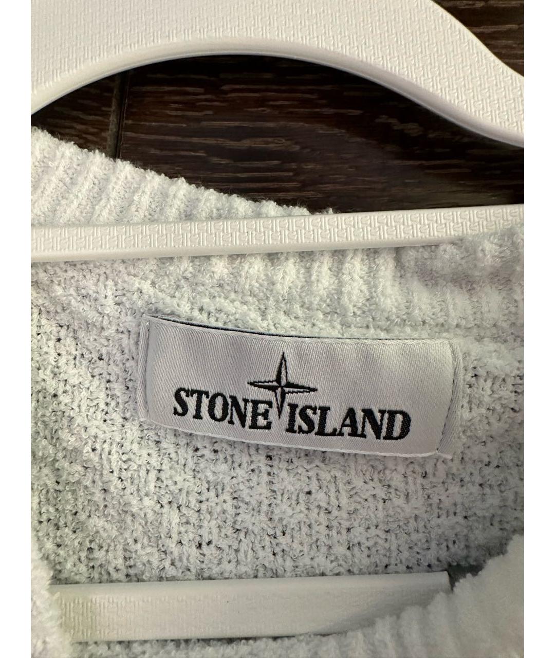 STONE ISLAND Белый хлопковый джемпер / свитер, фото 6