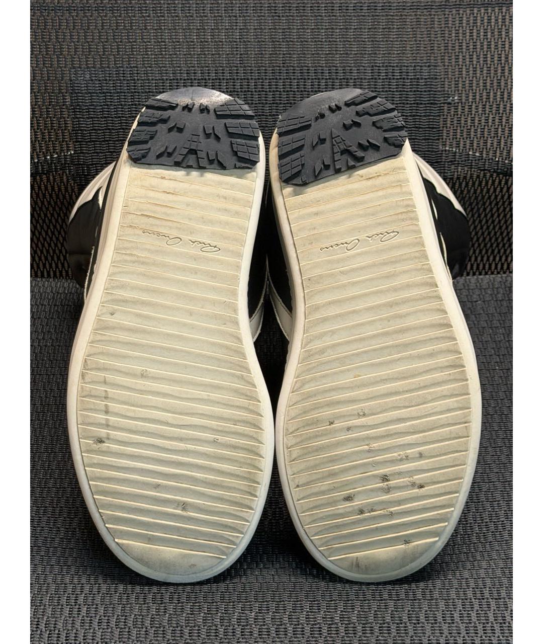RICK OWENS Черные кожаные высокие кроссовки / кеды, фото 5