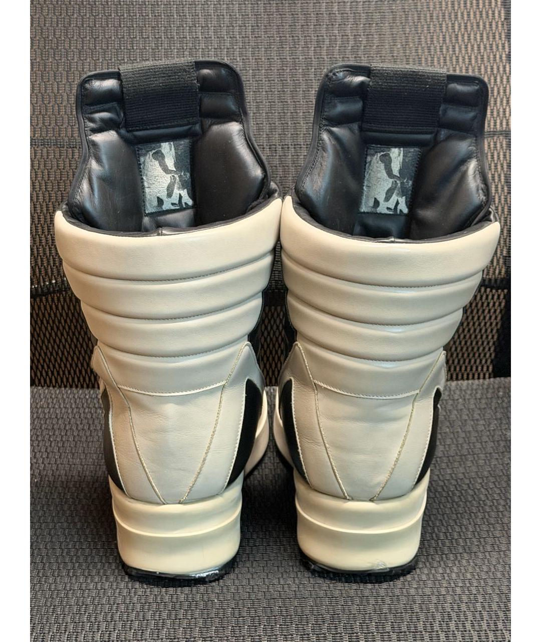 RICK OWENS Черные кожаные высокие кроссовки / кеды, фото 4