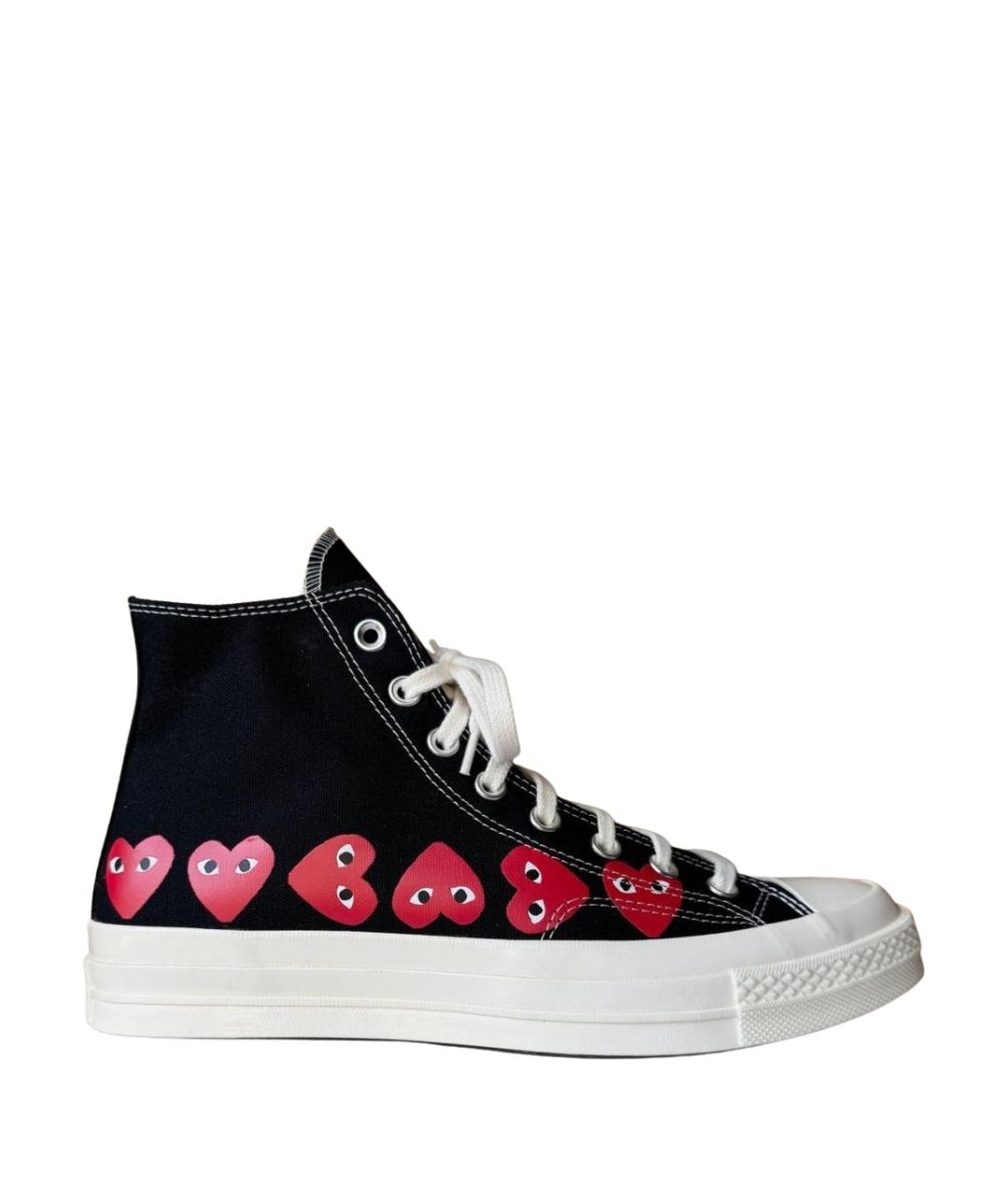 COMME DES GARÇONS PLAY Черные текстильные высокие кроссовки / кеды, фото 1