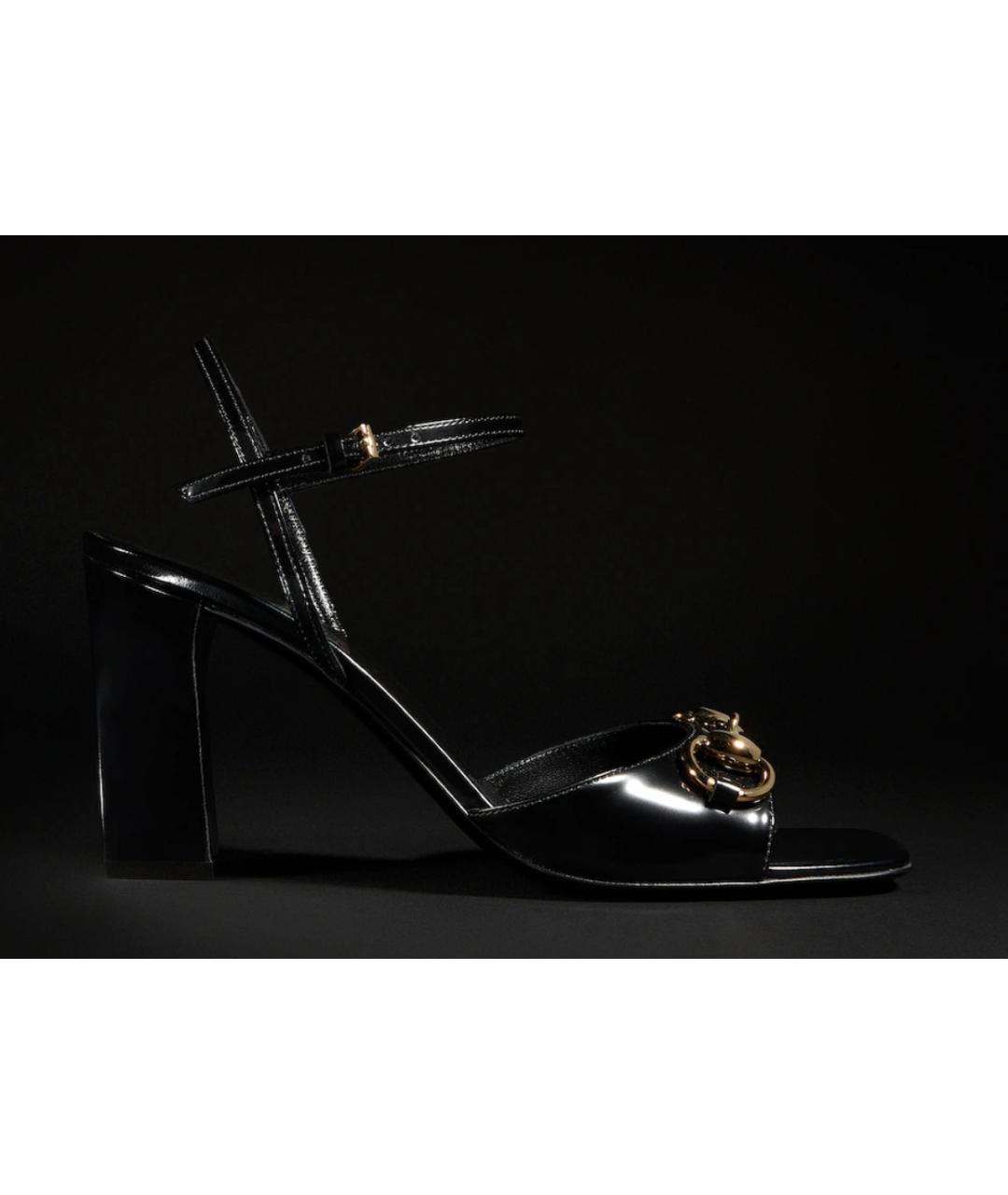 GUCCI Черные кожаные босоножки, фото 4
