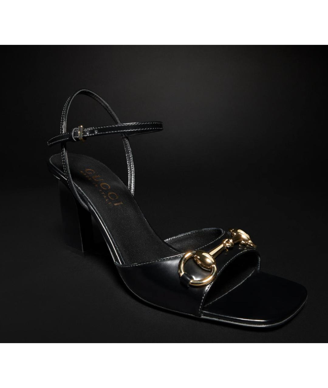 GUCCI Черные кожаные босоножки, фото 2