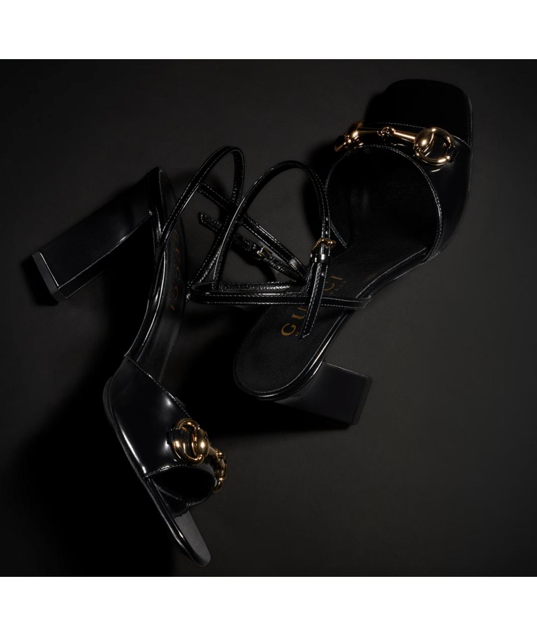 GUCCI Черные кожаные босоножки, фото 3