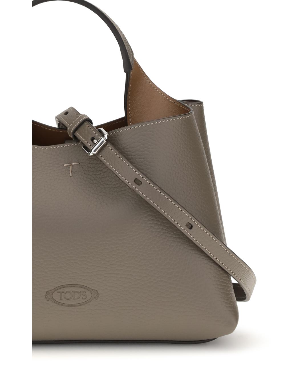 TOD'S Серая кожаная сумка через плечо, фото 4