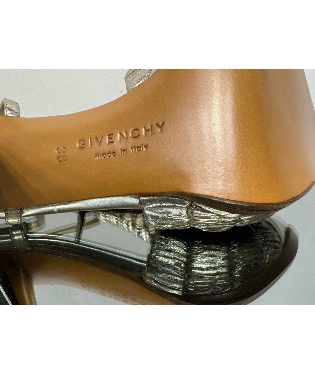 GIVENCHY Золотые кожаные босоножки, фото 5