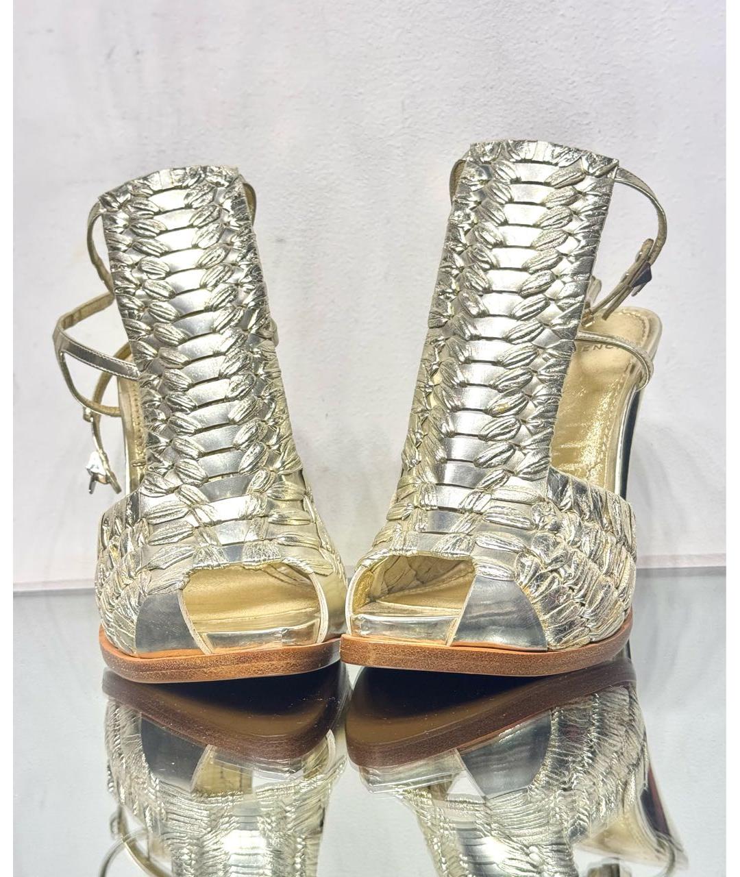 GIVENCHY Золотые кожаные босоножки, фото 8
