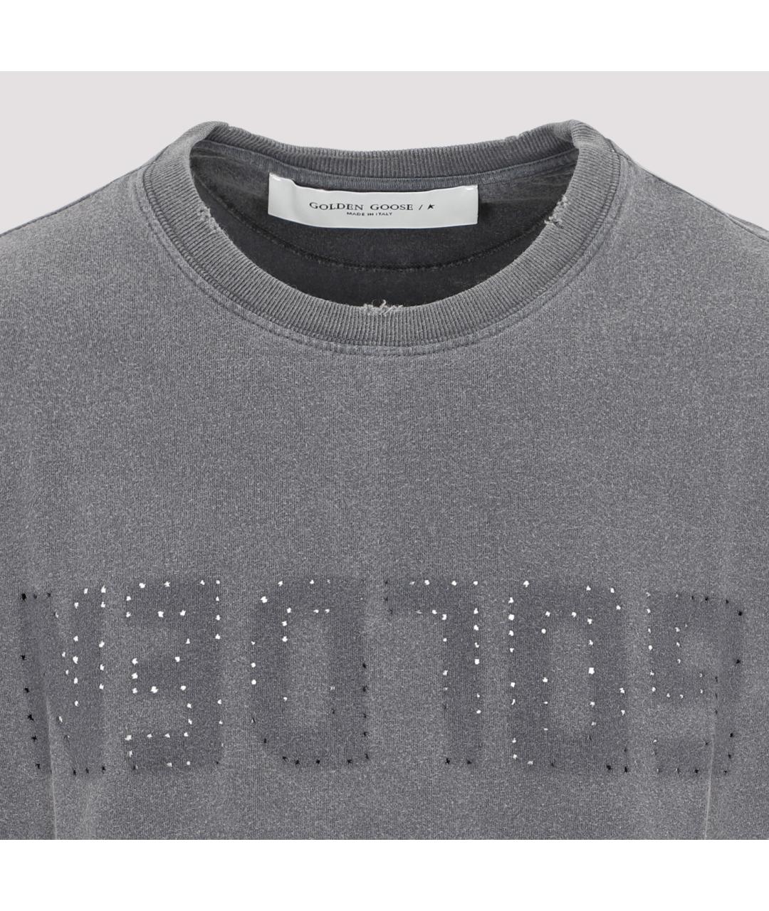 GOLDEN GOOSE Серая хлопковая футболка, фото 4