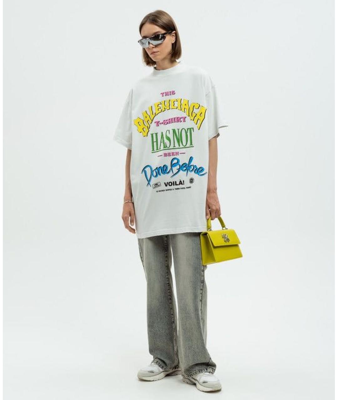 BALENCIAGA Белая хлопковая футболка, фото 5