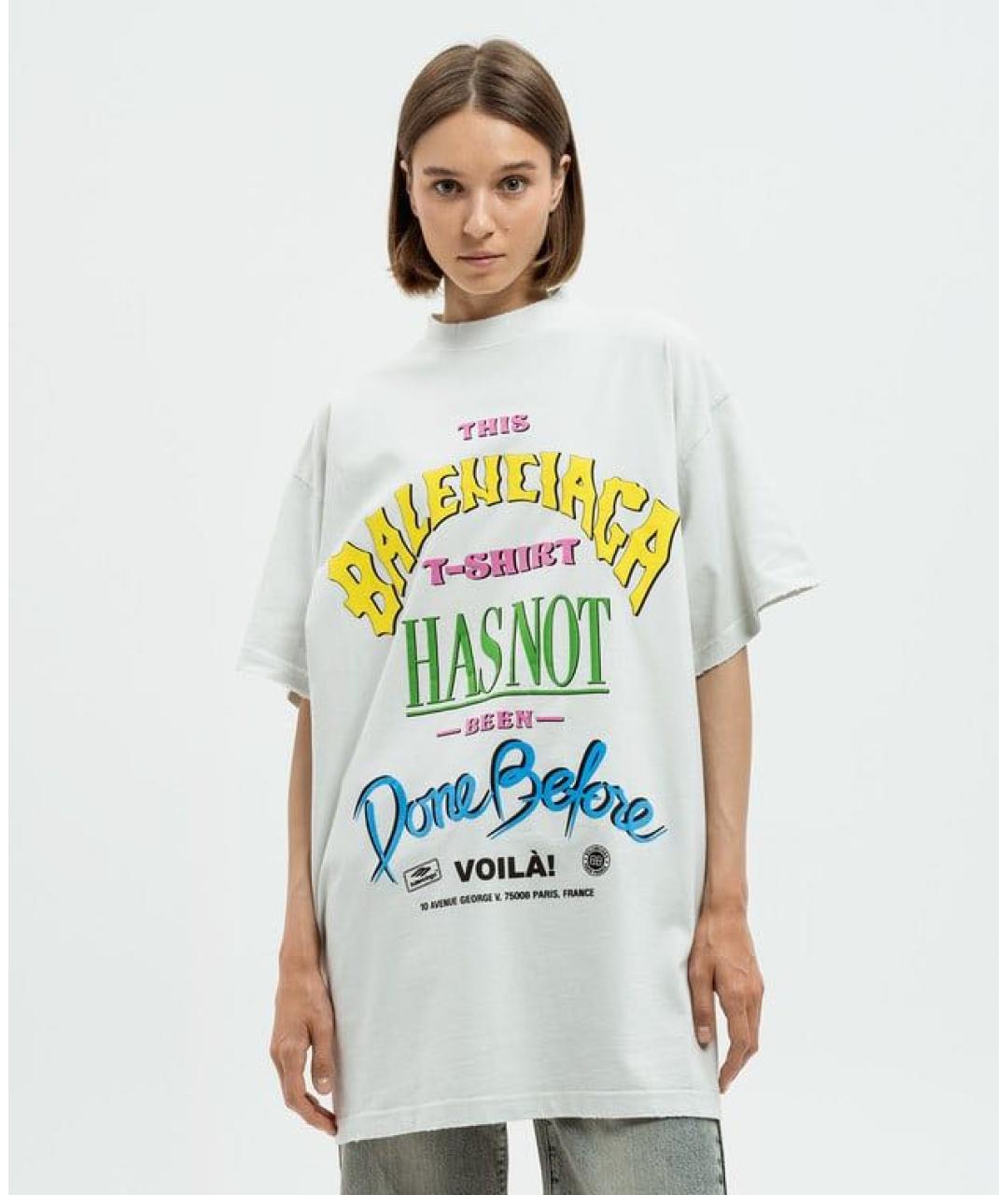 BALENCIAGA Белая хлопковая футболка, фото 6
