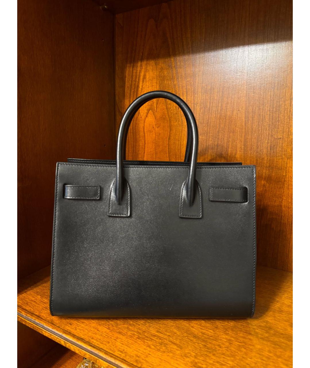 SAINT LAURENT Черная кожаная сумка тоут, фото 2