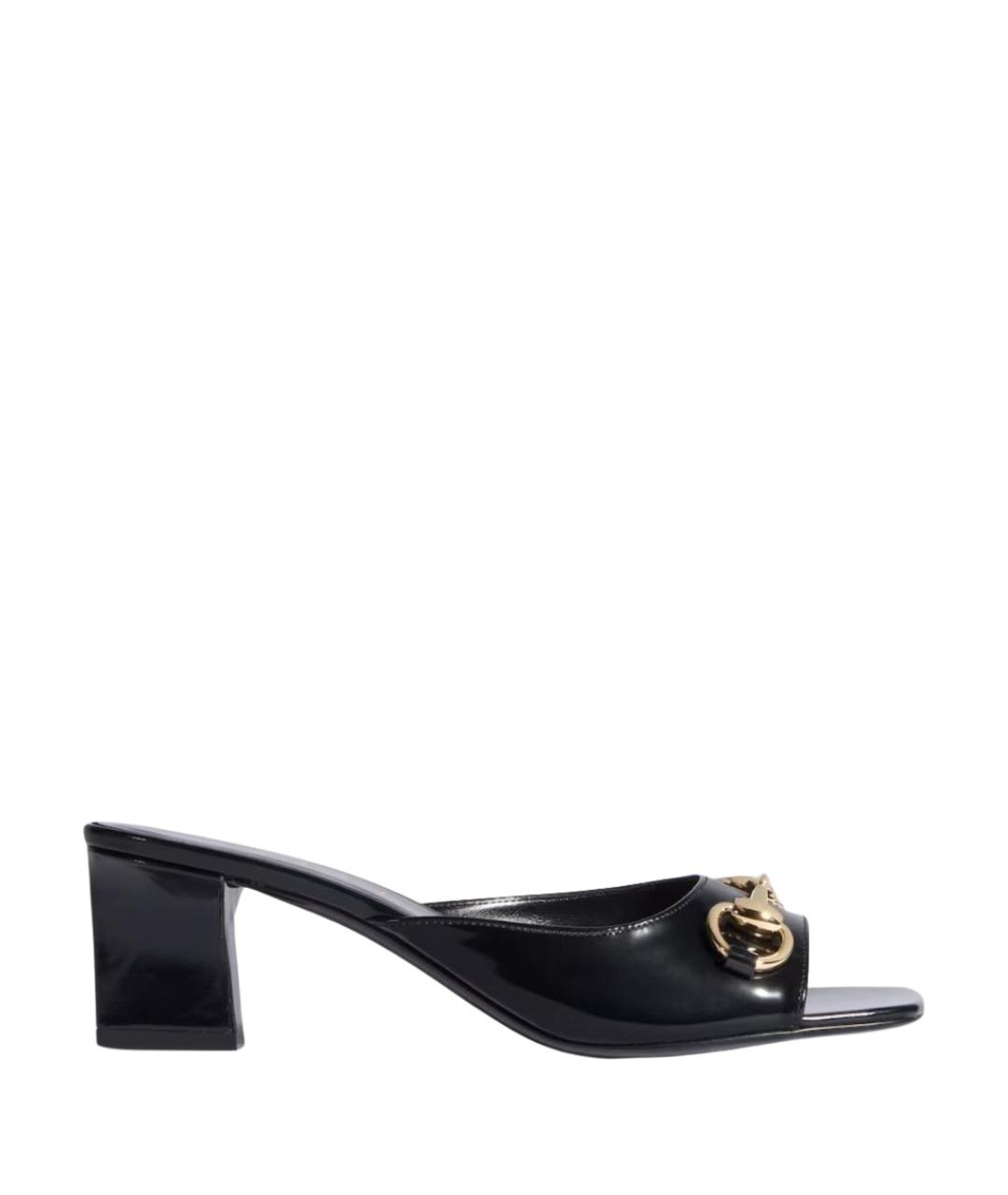 GUCCI Черные кожаные мюли, фото 1