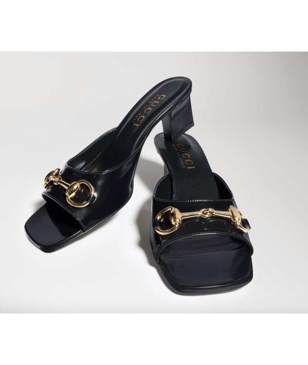 GUCCI Черные кожаные мюли, фото 2