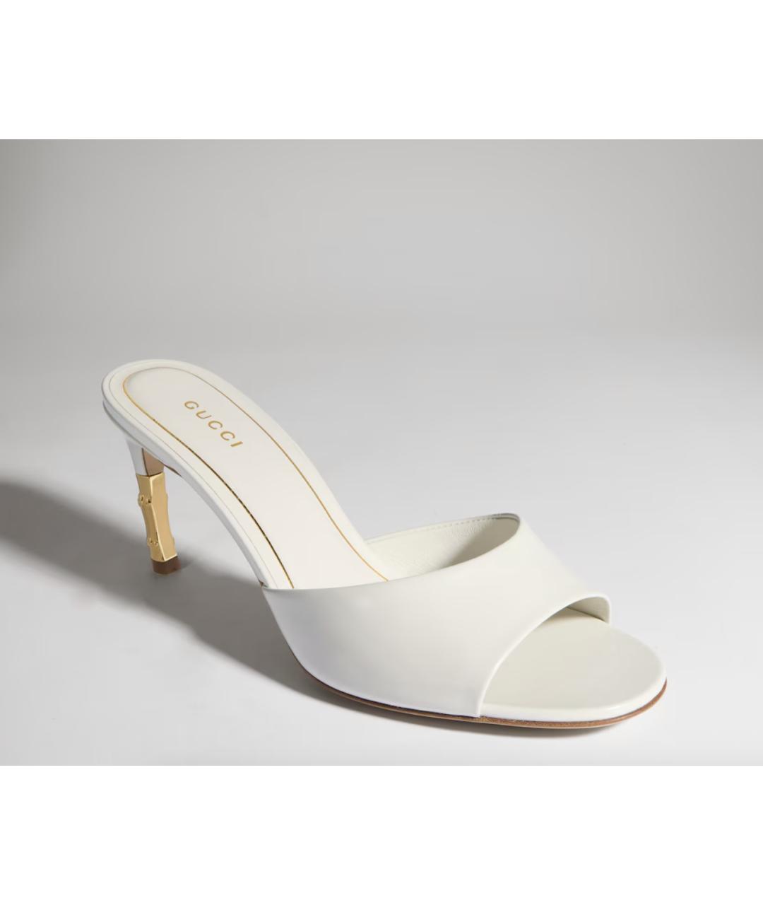 GUCCI Белые кожаные мюли, фото 3