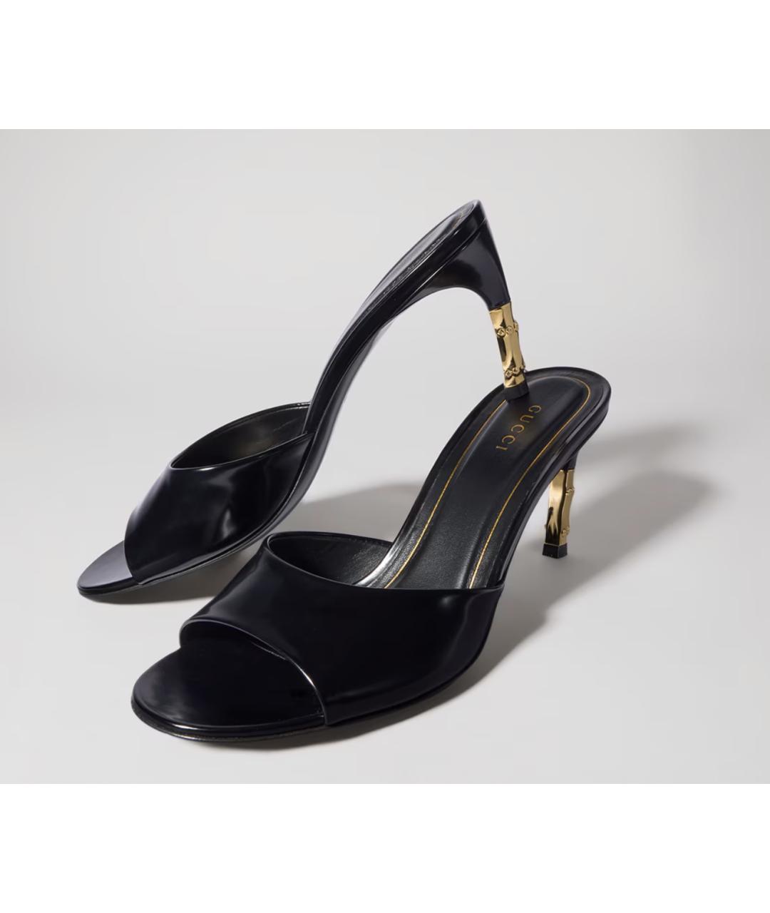 GUCCI Черные кожаные мюли, фото 2