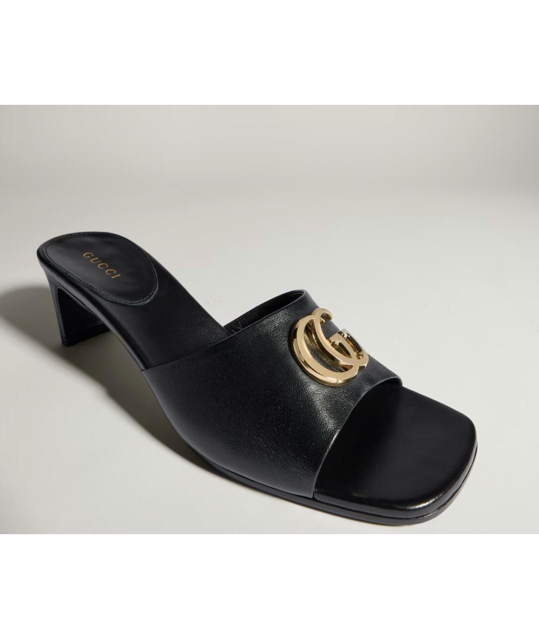 GUCCI Черные кожаные мюли, фото 3