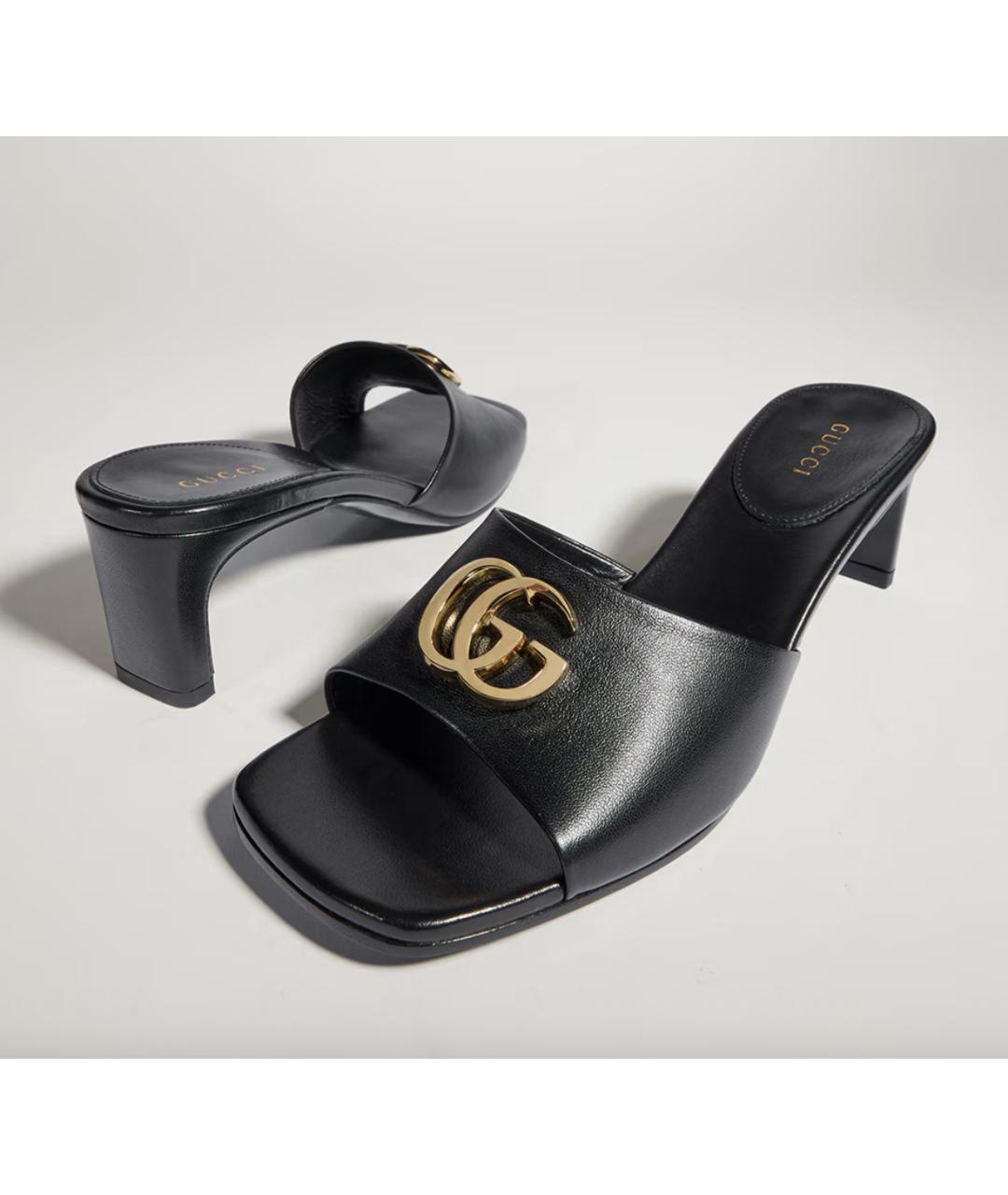 GUCCI Черные кожаные мюли, фото 2