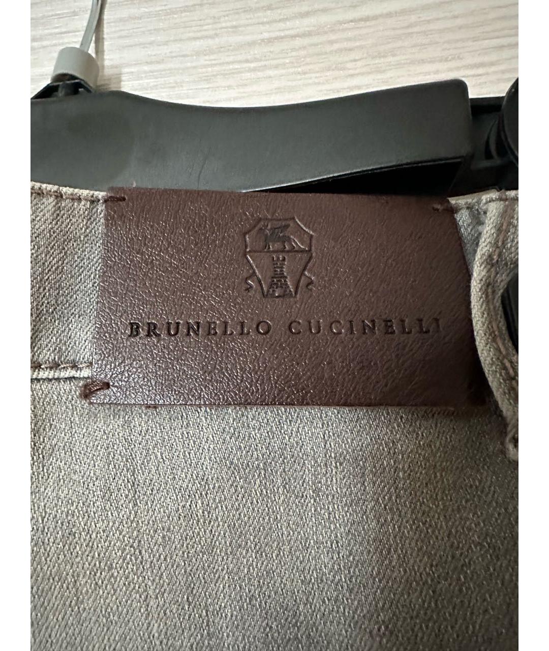 BRUNELLO CUCINELLI Серые хлопко-эластановые прямые джинсы, фото 4