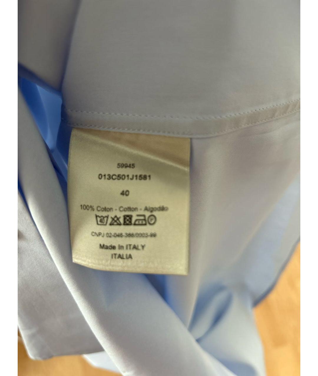 CHRISTIAN DIOR Голубая хлопковая классическая рубашка, фото 4