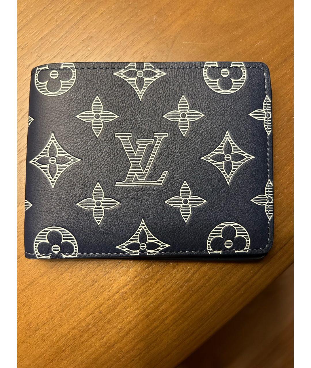LOUIS VUITTON Темно-синий кожаный кошелек, фото 2