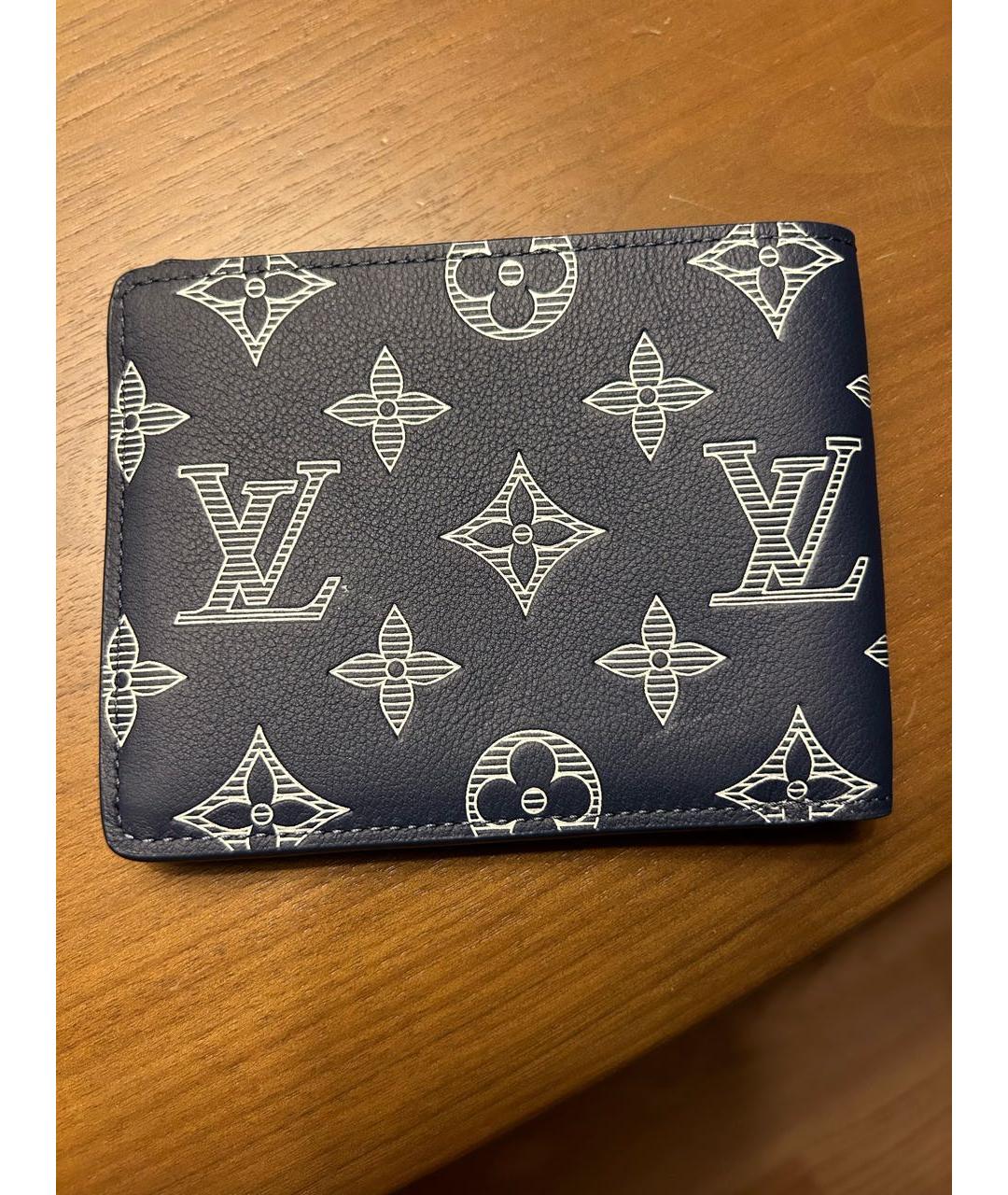 LOUIS VUITTON Темно-синий кожаный кошелек, фото 3