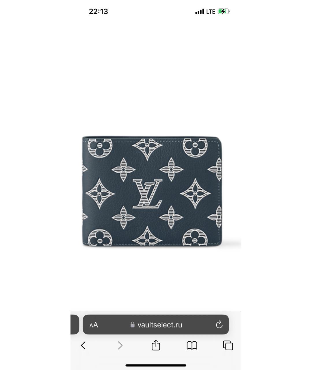 LOUIS VUITTON Темно-синий кожаный кошелек, фото 9