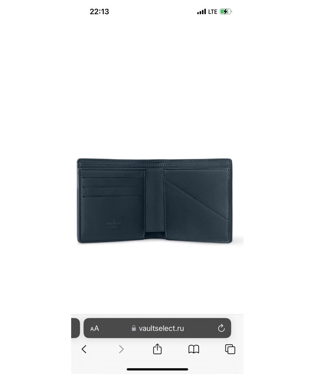 LOUIS VUITTON Темно-синий кожаный кошелек, фото 7