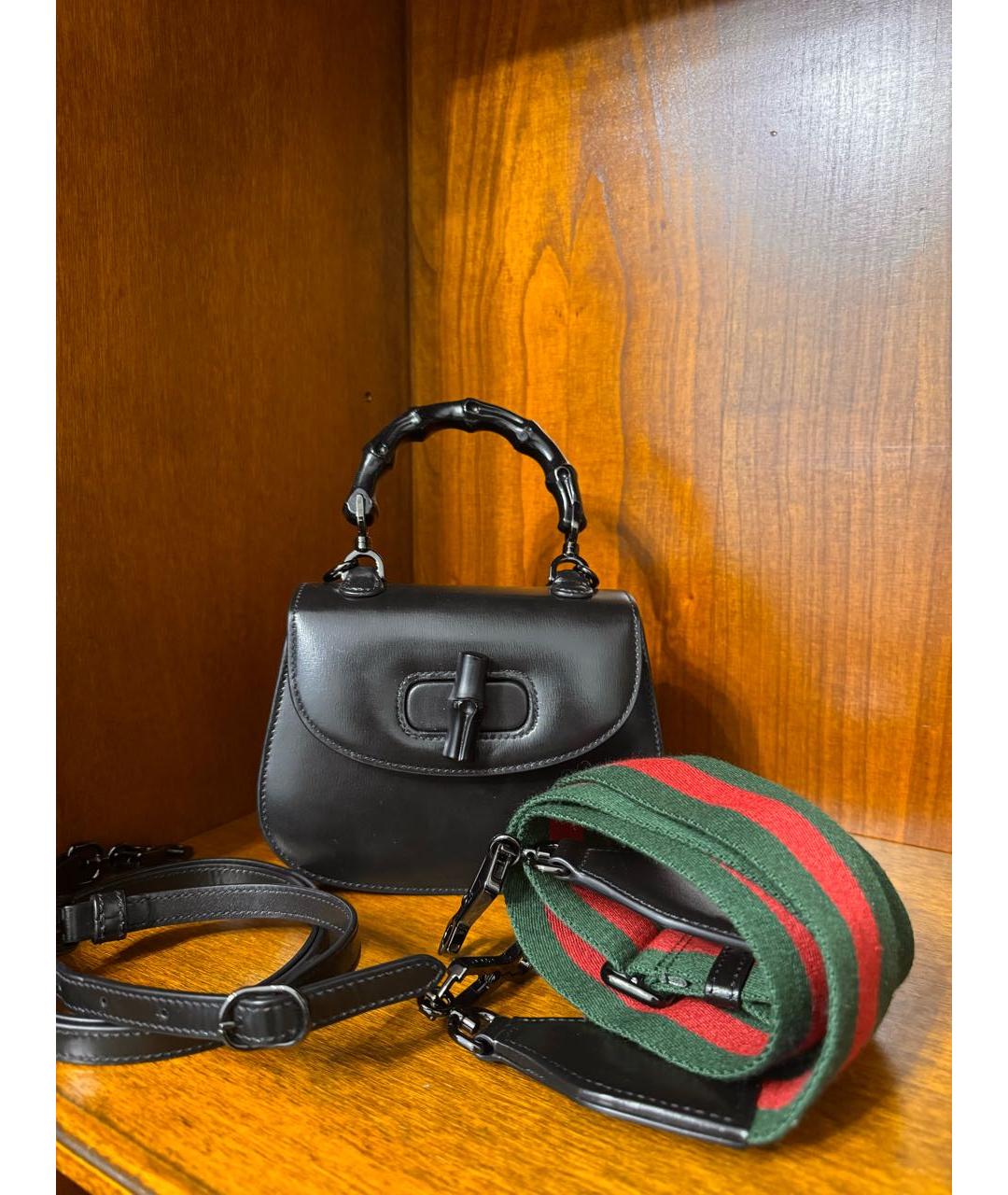 GUCCI Черная кожаная сумка с короткими ручками, фото 2