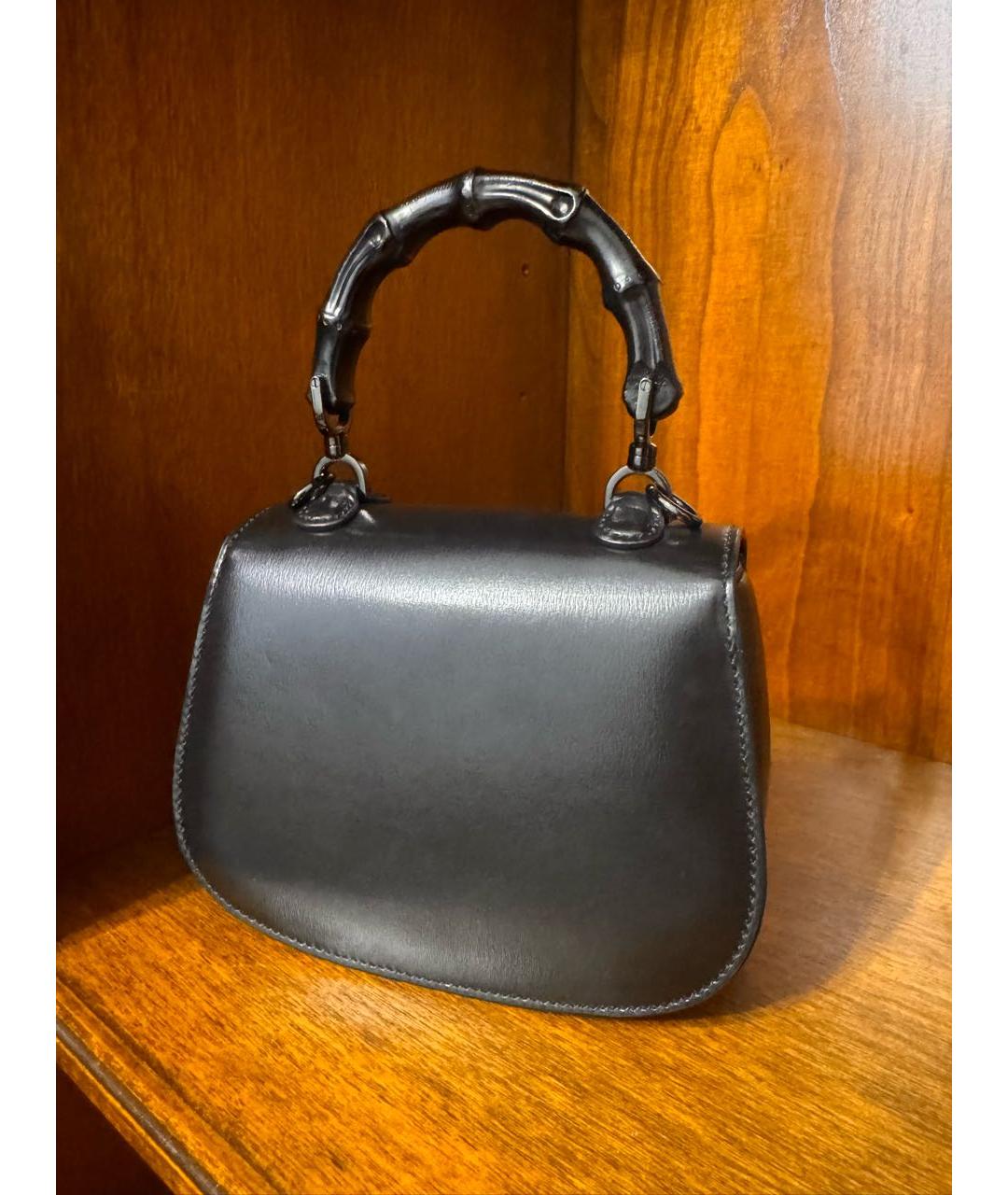 GUCCI Черная кожаная сумка с короткими ручками, фото 3