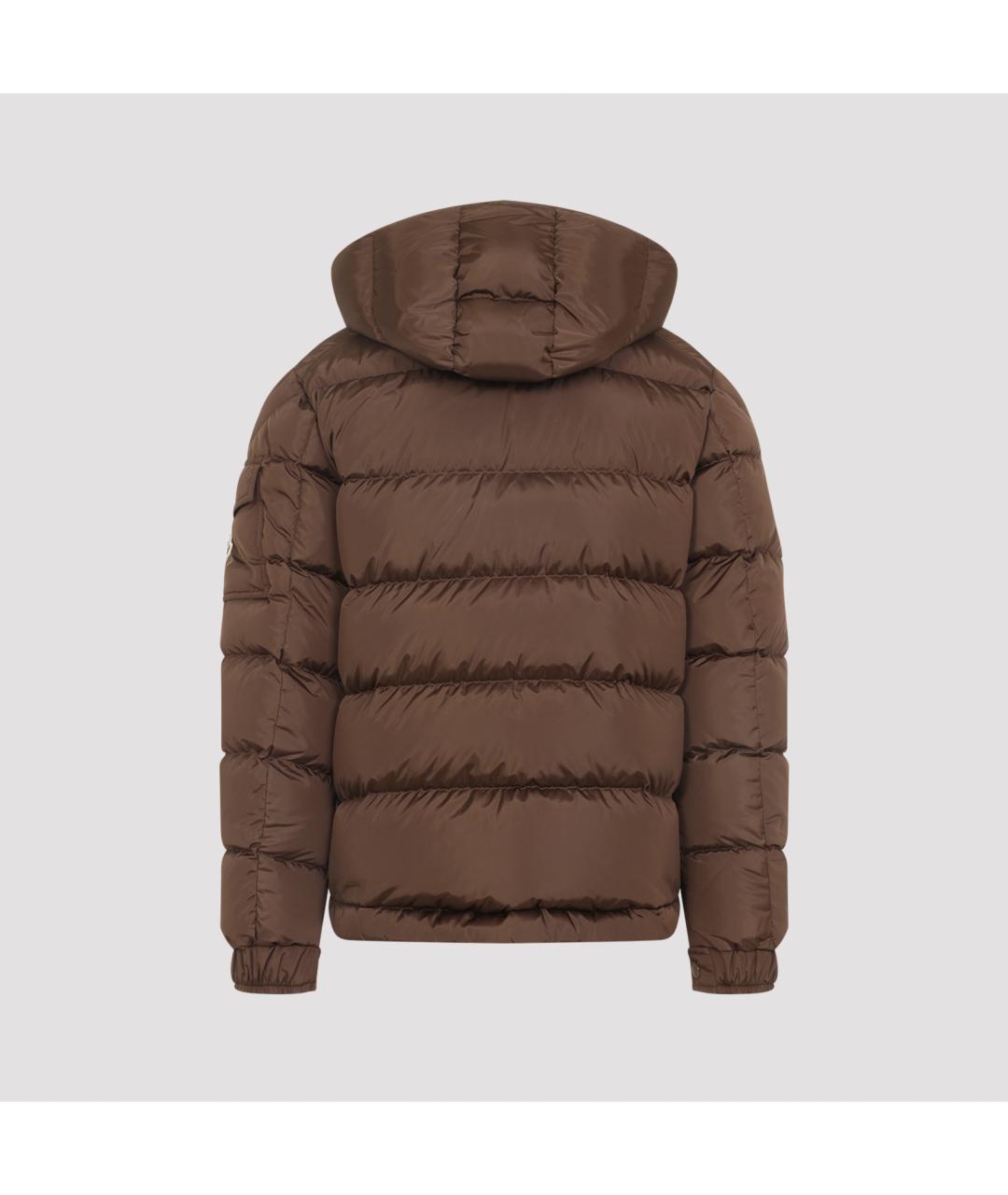 MONCLER Коричневый полиамидовый пуховик, фото 3