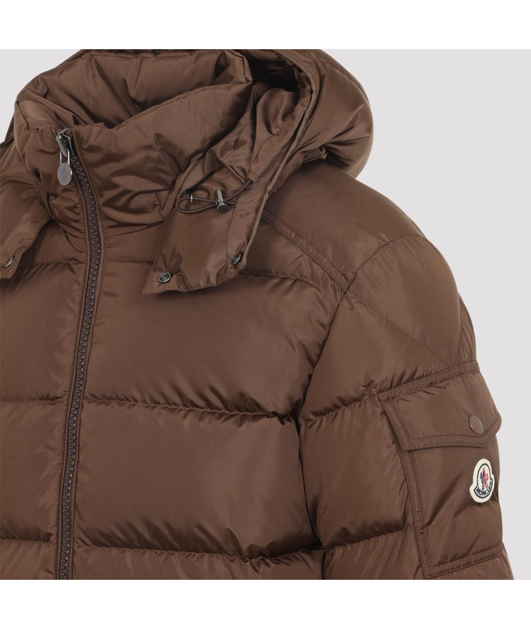 MONCLER Коричневый полиамидовый пуховик, фото 5