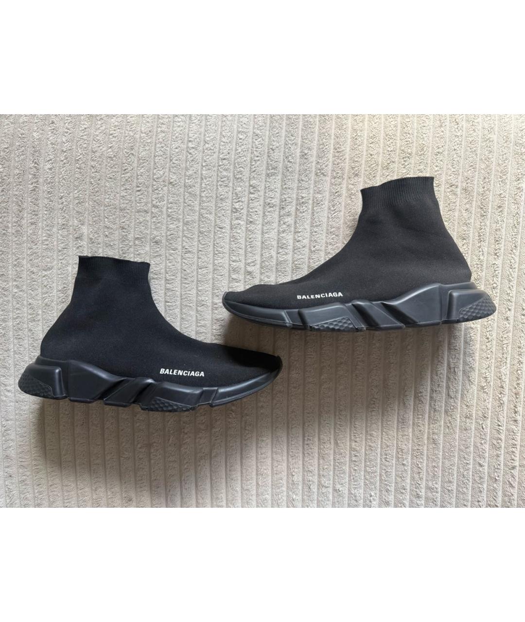 BALENCIAGA Черные текстильные высокие кроссовки / кеды, фото 2