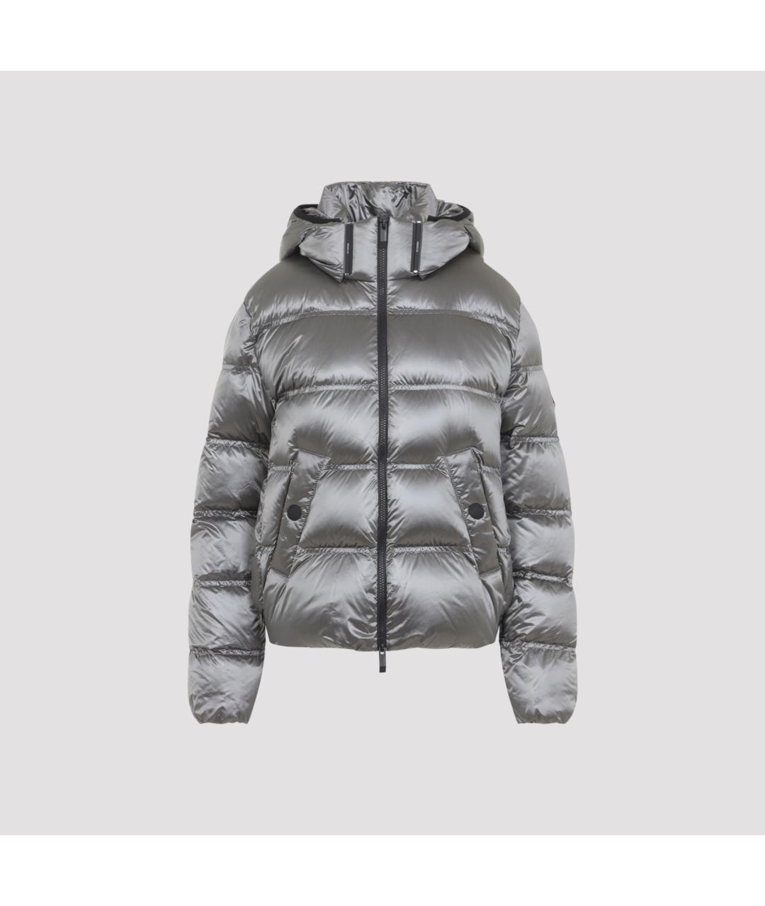 MONCLER Серый полиамидовый пуховик, фото 2