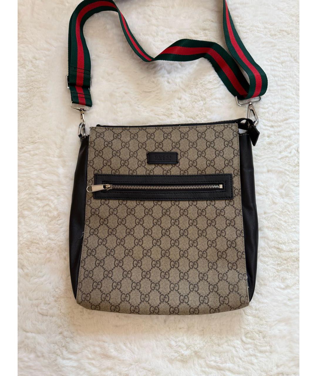 GUCCI Бежевая кожаная сумка на плечо, фото 2