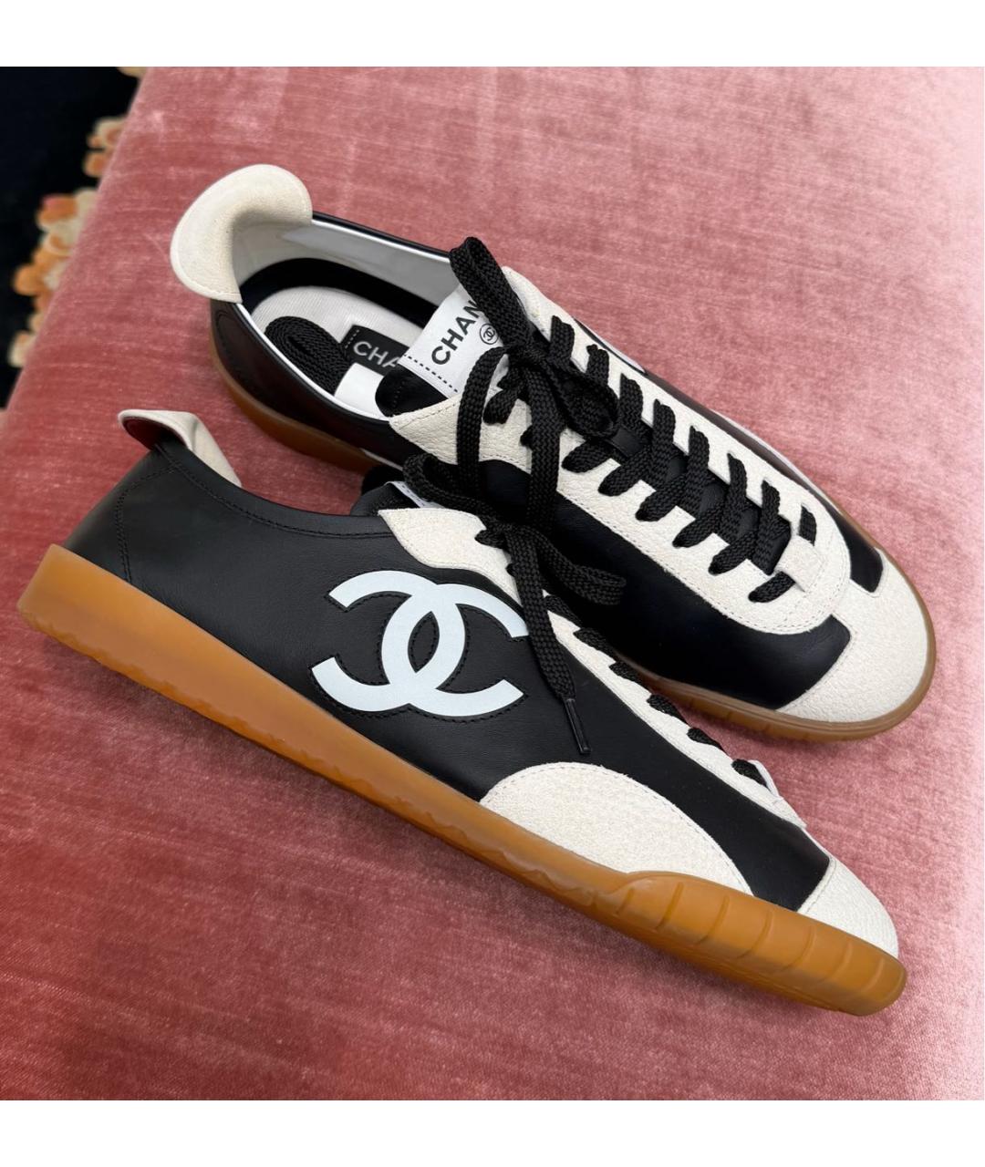 CHANEL Черные кожаные кеды, фото 7