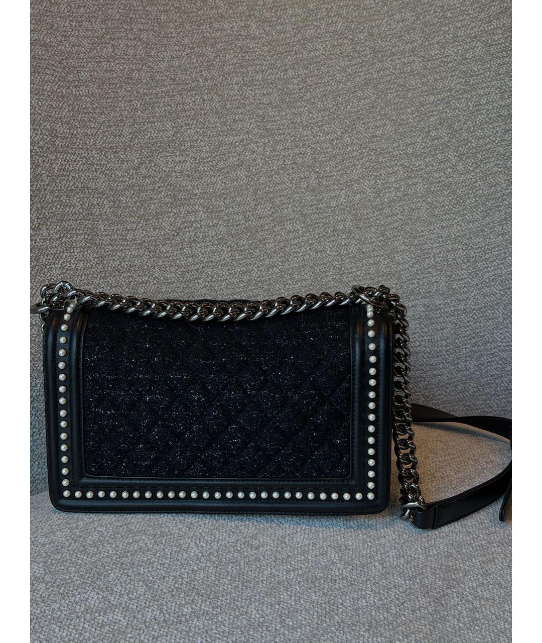 CHANEL Черная твидовая сумка через плечо, фото 3