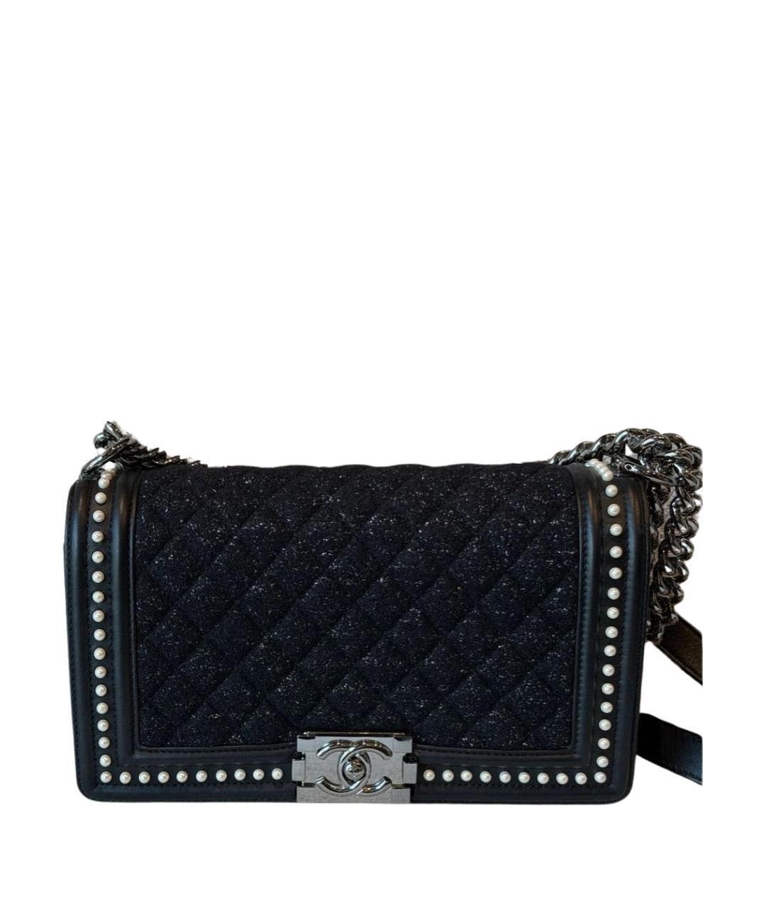 CHANEL Черная твидовая сумка через плечо, фото 1