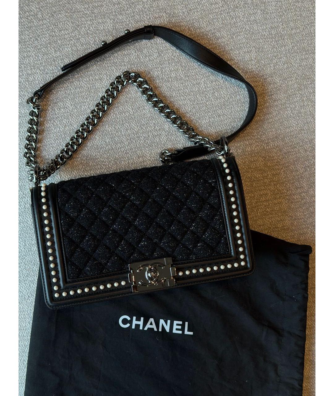 CHANEL Черная твидовая сумка через плечо, фото 5