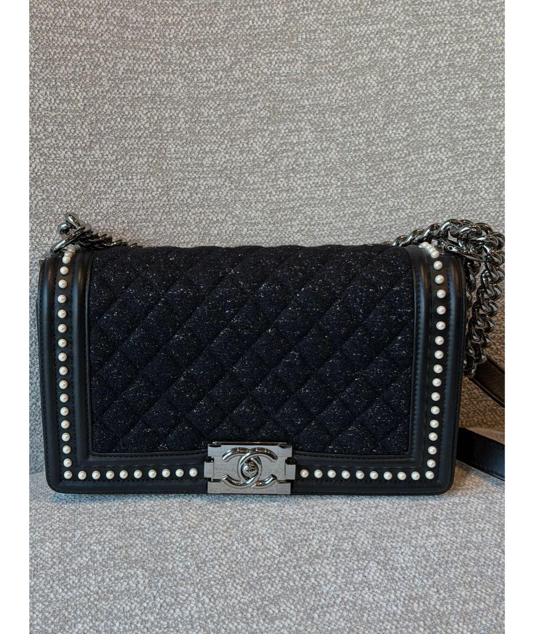 CHANEL Черная твидовая сумка через плечо, фото 9