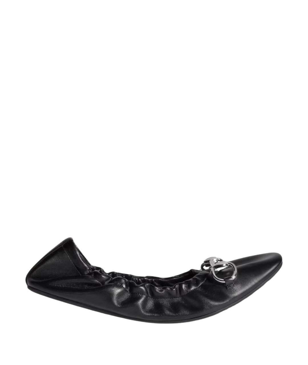 GUCCI Черные кожаные балетки, фото 1