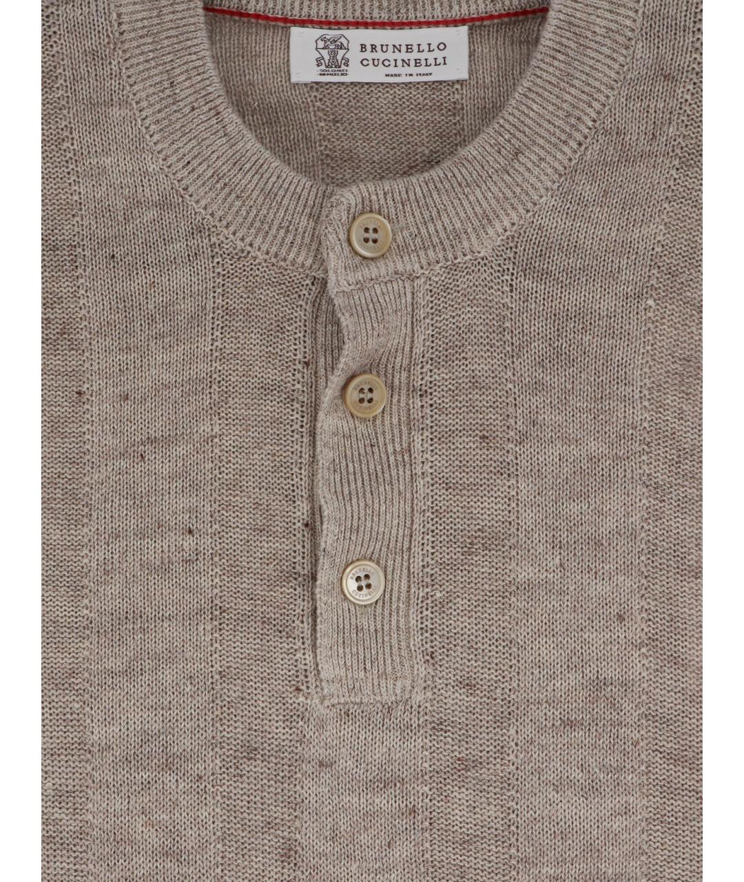 BRUNELLO CUCINELLI Бежевый льняной джемпер / свитер, фото 3
